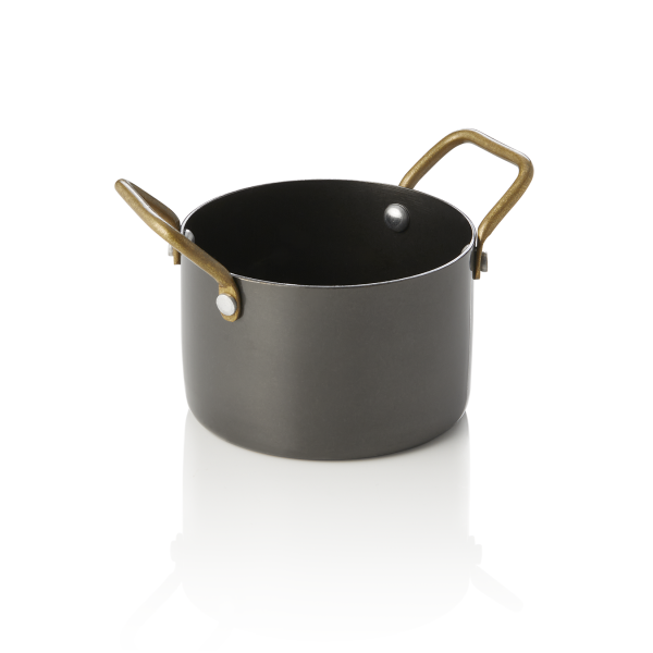 Mini-marmite de service en acier chrome-nickel - Ø 9 cm - PVD noir