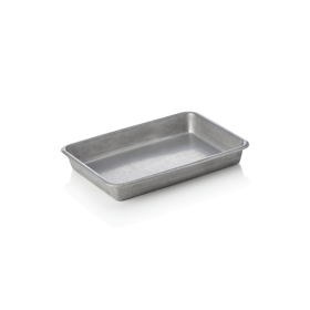 Plat rectangulaire de service en acier chrome-nickel - 23 x 16,5 x 3 cm - Vintage