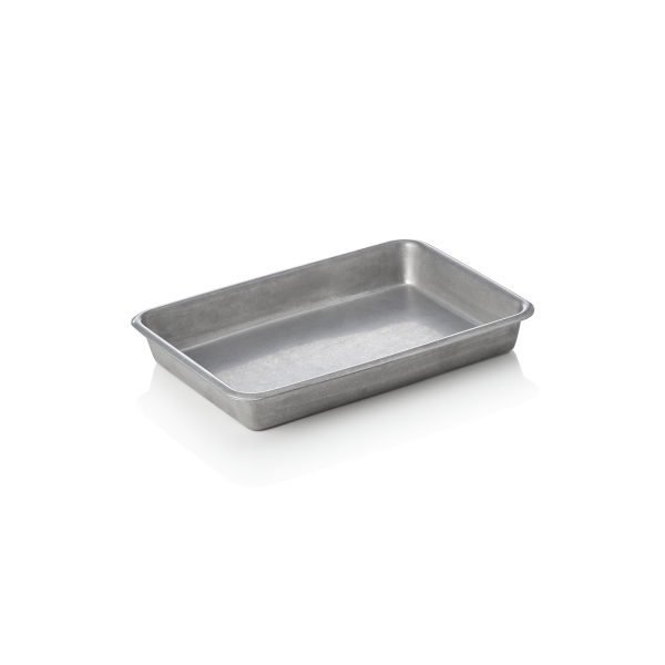 Plat rectangulaire de service en acier chrome-nickel - 23 x 16,5 x 3 cm - Vintage