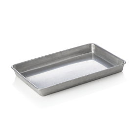Plat rectangulaire de service en acier chrome-nickel - 33 x 23 x 3 cm - Vintage