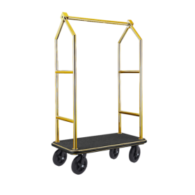 Chariot à bagages inox 18/8 titane doré - 112 x 65 cm - Tapis noir - Max 250 kg