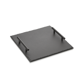 Plat de service en ardoise naturelle avec poignées - 30 x 30 cm