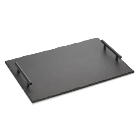 Plat de service en ardoise naturelle avec poignées - 40 x 30 cm