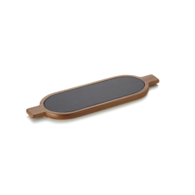Planche de service en bois d'acacia et plaque en ardoise - 40 x 12 cm