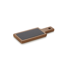 Planche de service en bois d'acacia et plaque en ardoise - 30 x 12 cm