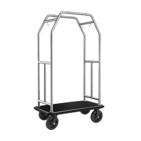 Chariot à bagages inox 18/8 brossé - 112 x 60 cm - Tapis noir - Max 280 kg