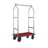 Chariot à bagages inox 18/8 brossé - 112 x 65 cm - Tapis rouge - Max 250 kg