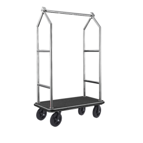 Chariot à bagages inox 18/8 brossé - 112 x 65 cm - Tapis noir - Max 250 kg