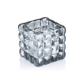 Photophore en verre - Cube Smoke Grey - 8 x 8 x 8 cm