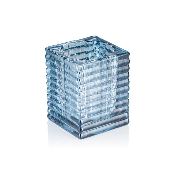 Photophore en verre - Cube Steel Blue - 7,5 x 7,5 x 9,5 cm