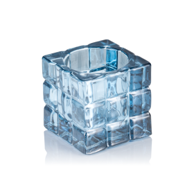 Photophore en verre - Cube Steel Blue - 6,5 x 6,5 x 6,5 cm