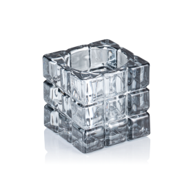 Photophore en verre - Cube Smoke Grey - 6,5 x 6,5 x 6,5 cm