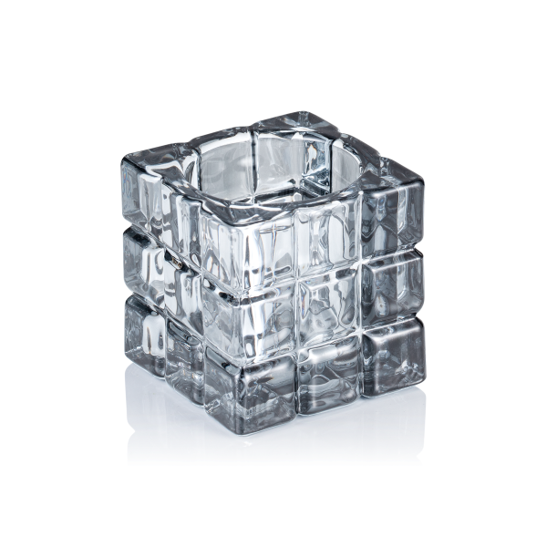 Photophore en verre - Cube Smoke Grey - 6,5 x 6,5 x 6,5 cm