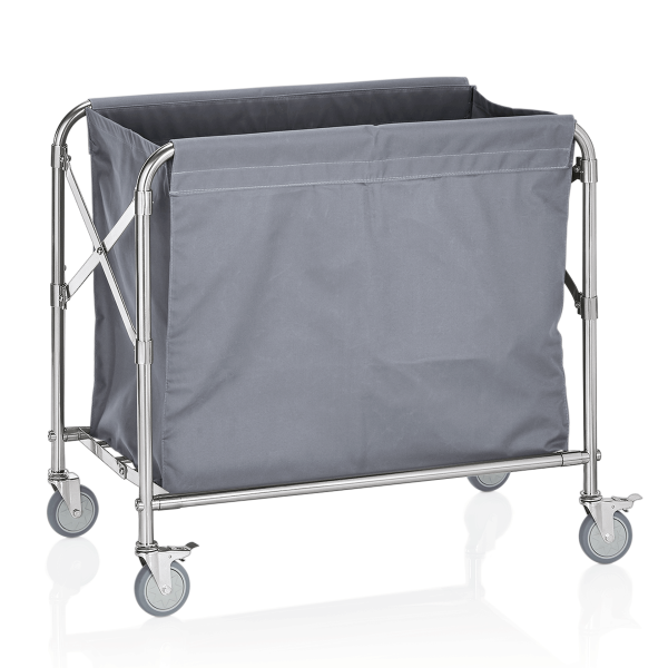 Chariot à linge en acier inoxydable - 80 x 50 x 85 cm - Sac gris 200 L