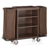 Chariot de service de chambre en bois plaqué - 140 x 47 cm - 3 étagères - 2 sacs 80 L