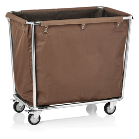 Chariot à linge en acier chrome-nickel - 95 x 60 x 85 cm - Sac marron 260 L