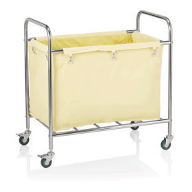 Chariot à linge en acier inoxydable - 90 x 55 x 90 cm - Sac crème 220 L