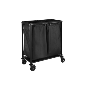 Chariot à linge en acier noir poudré - 70 x 60 x 90 cm - 2 x 120 L