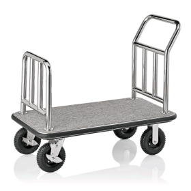 Chariot à bagages en acier inoxydable - 113 x 60 x 98 cm - Tapis gris