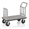 Chariot à bagages en acier inoxydable - 113 x 60 x 98 cm - Tapis gris