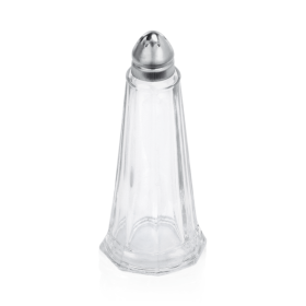 Salière/poivrière en verre et inox - 11 cm (lot de 12)