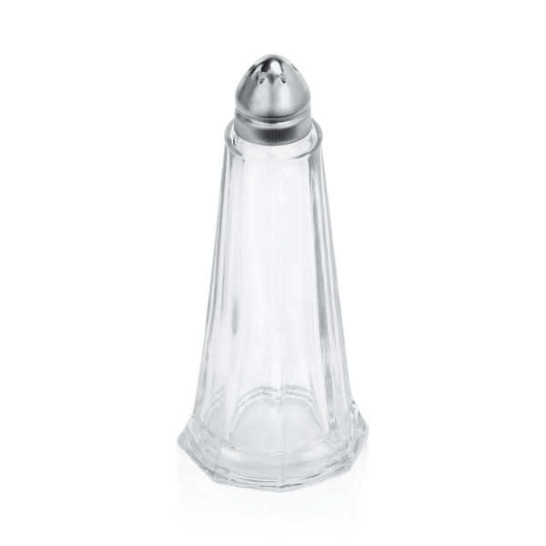 Salière/poivrière en verre et inox - 11 cm (lot de 12)