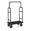 Chariot à bagages inox 18/8 noir avec penderie - 112 x 60 cm - Tapis noir - Max 250 kg