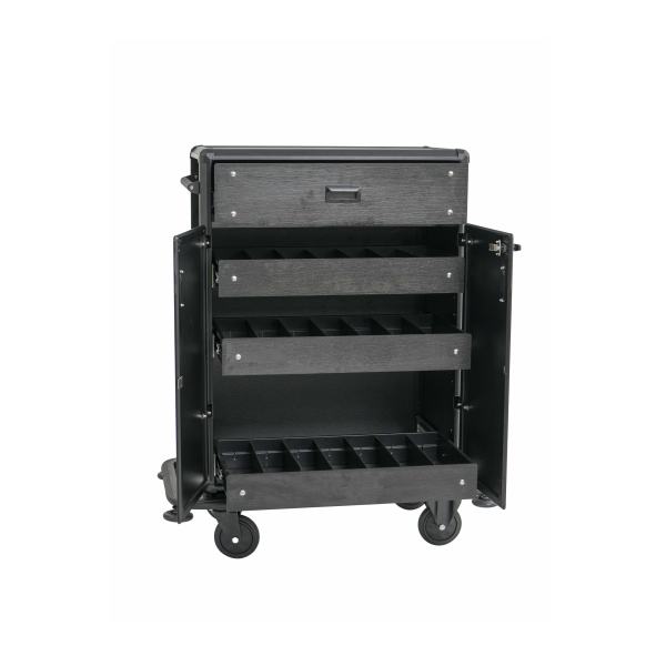 Mini-bar chariot de service en aluminium noir - 87 x 48 x 130 cm
