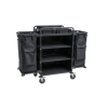 Chariot de service de chambre en acier noir - 150 x 55 x 110 cm