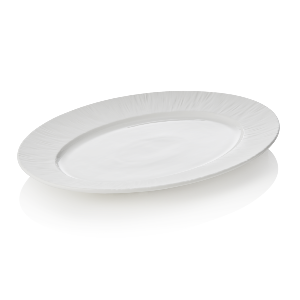 Assiette ovale en porcelaine - 33 x 24,5 cm - Série Shiro (lot de 2)