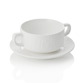 Bol à oreilles en porcelaine - 250 ml - Avec soucoupe - Série Shiro (lot de 4)