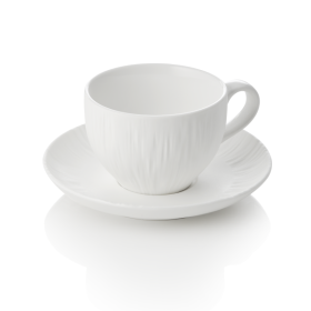 Tasse à cappuccino en porcelaine - 200 ml - Avec soucoupe - Série Shiro (lot de 4)