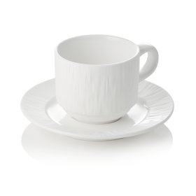 Tasse en porcelaine - 240 ml - Avec soucoupe - Série Shiro (lot de 4)