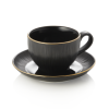 Tasse à cappuccino en porcelaine - 200 ml - Avec soucoupe - Série Kuro (lot de 4)