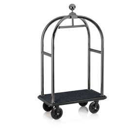 Chariot à bagages inox 18/8 noir poli - 112 x 60 - Tapis noir - Max 250 kg