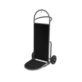 Diable à bagages inox 18/8 noir poli - 61 x 70 cm - Tapis noir - Max 80 kg