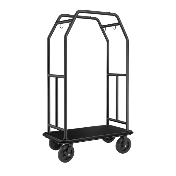 Chariot à bagages inox 18/8 noir poudré - 112 x 60 cm - Tapis noir - Max 280 kg