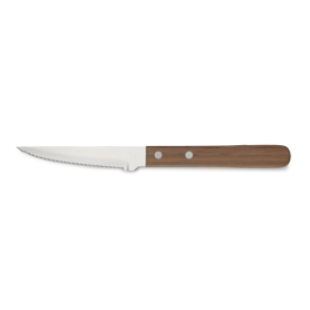 Couteau à steak acier chromé 13/0 - Manche bois - Lame 10 cm (lot de 6)