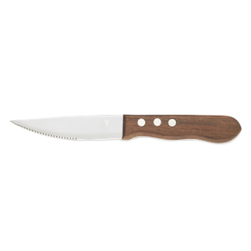 Couteau à steak acier chromé 13/0 - Manche bois de pakka - Lame 12 cm (lot de 6)
