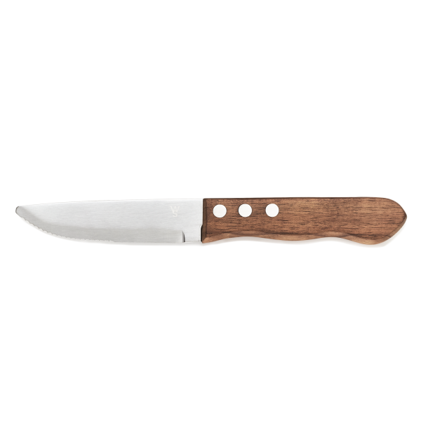 Couteau à steak acier chromé 13/0 - Manche bois de pakka - Lame 13 cm (lot de 6)