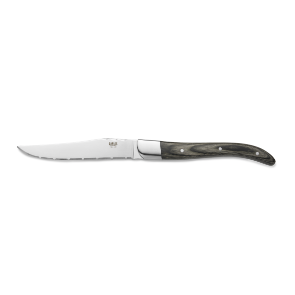 Couteau à steak en acier 420 - Manche en pakka gris - Lame 11 cm (lot de 6)