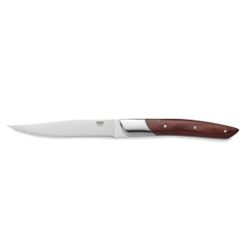 Couteau à steak en acier 420 - Manche en pakka rougeâtre - Lame 11 cm (lot de 6)