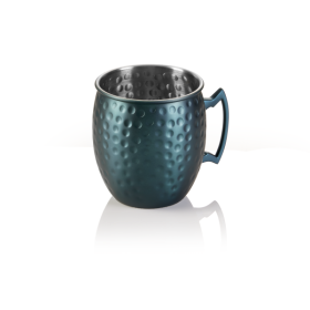 Moscow Mule inox 18/8 martelé - 500 ml - Bleu