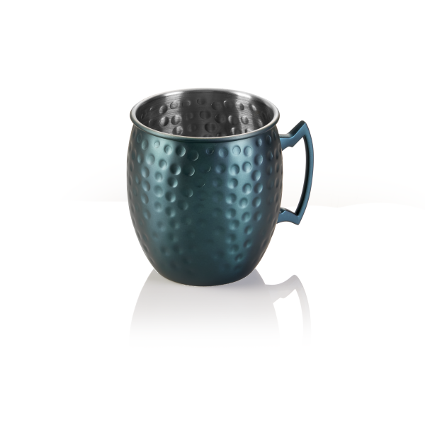 Moscow Mule inox 18/8 martelé - 500 ml - Bleu