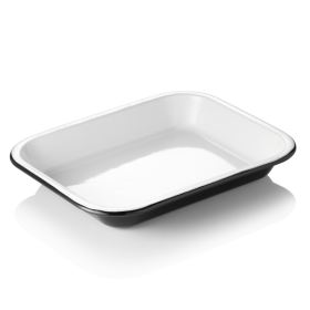 Saladier rectangulaire émaillé - 28 x 23 x 4,5 cm - 1,9 L