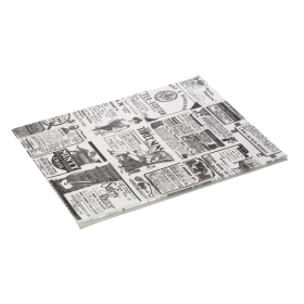 Papier fast-food ingraissable imprimé journal - 28 x 34 cm - Blanc (lot de 1000)