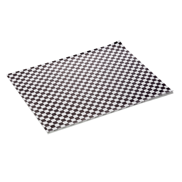 Papier fast-food ingraissable imprimé damier - 28 x 34 cm - Noir/blanc (lot de 1000)