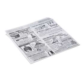 Sac à emporter fast-food ingraissable imprimé journal - 13 x 14 cm - Blanc (lot de 1000)