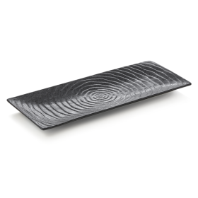 Plat en porcelaine noire d'inspiration asiatique - 42 x 18 cm (lot de 2)
