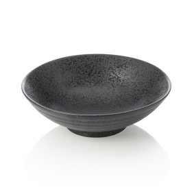 Assiette creuse en porcelaine noire d'inspiration asiatique - Ø 24,5 cm (lot de 3)